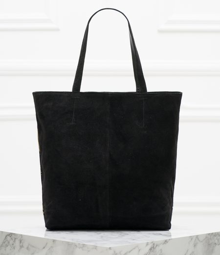 Borsa a spalla da donna in pelle Due Linee - Nero -