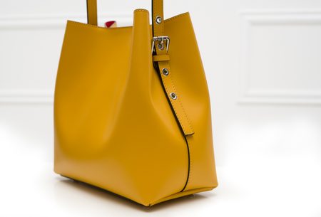 Real leather shoulder bag Glamorous by GLAM - Yellow -