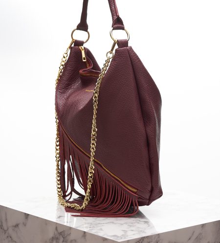 Real leather shoulder bag Glamorous by GLAM - Wine -