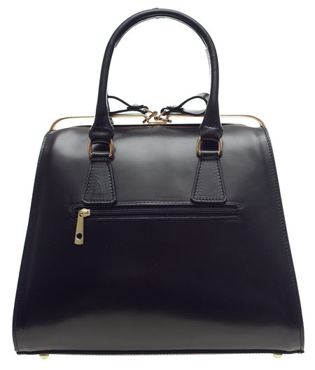 Dámská kožená kabelka kufřík - černá -