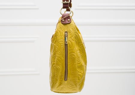 Real leather shoulder bag Glamorous by GLAM - Yellow -