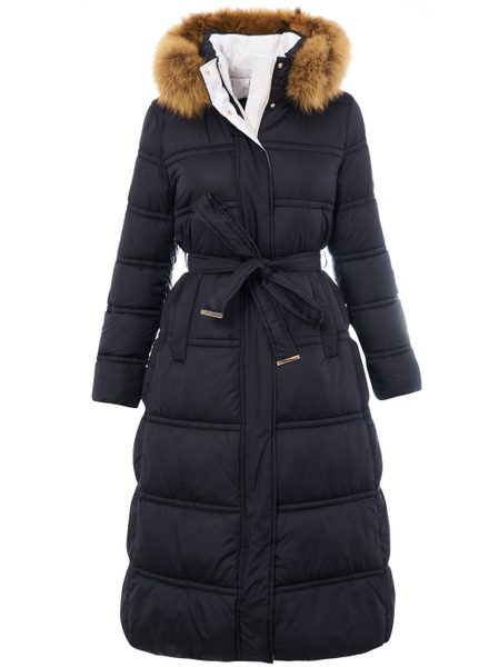 Winter jacket with real fox fur Due Linee - Black -