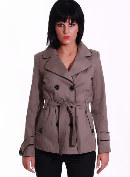 -65% Dámský jarní kabát hnědý -