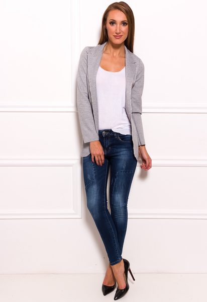 Dámský blazer bez zapínání - šedá -