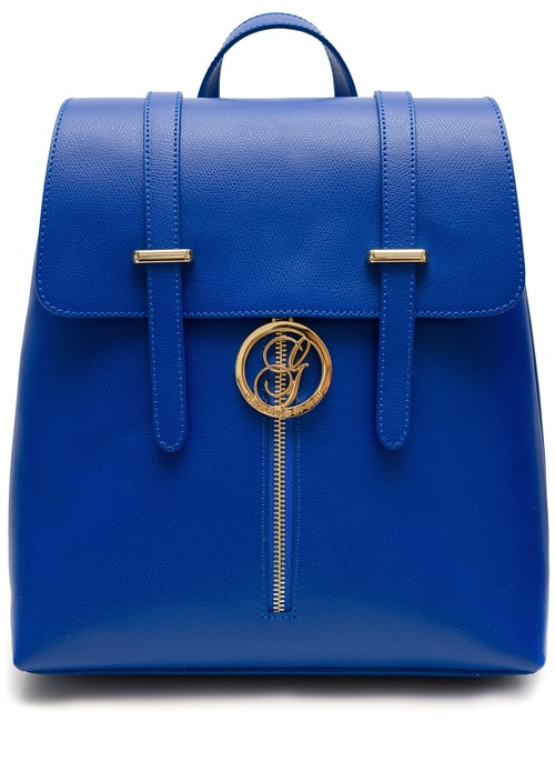 Dámský kožený batoh na patenty ražený - královsky modrá
