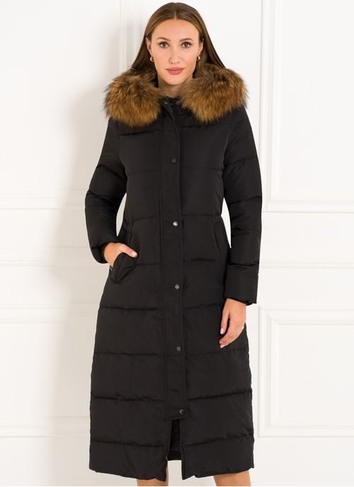 Dámská exkluzivní zimní bunda s pravým mývalovcem černá