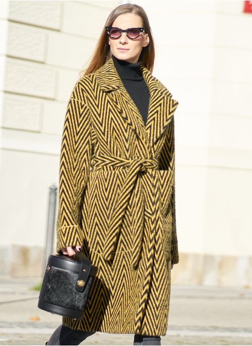 Women's coat Due Linee - Yellow