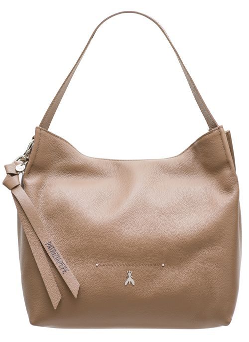 Real leather shoulder bag PATRIZIA PEPE - Beige