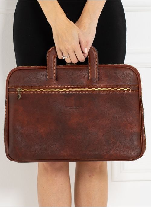 Real leather travel duffel bag Glamorous by GLAM Santa Croce - Brown