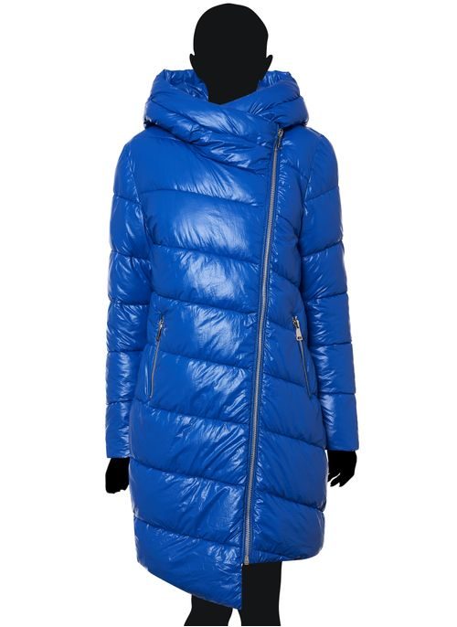 Dámská zimní bunda s asymetrickým zipem královsky modrá