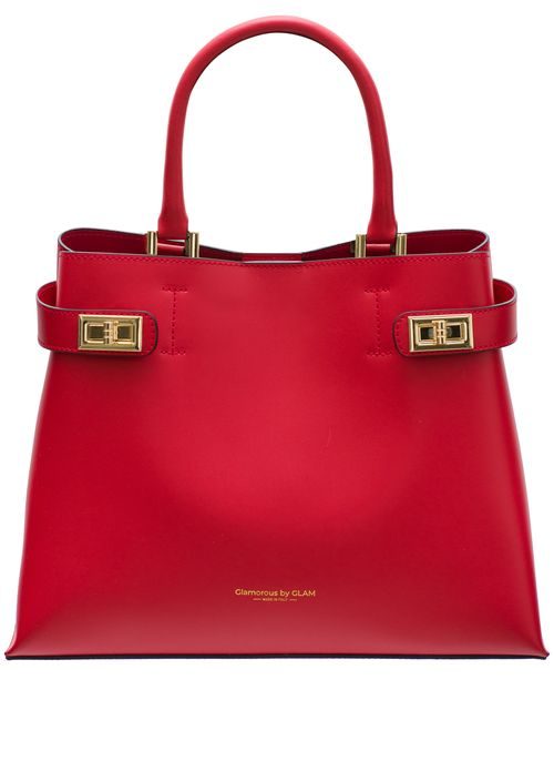 Dámská exkluzivní kabelka se zlatými detaily - červená