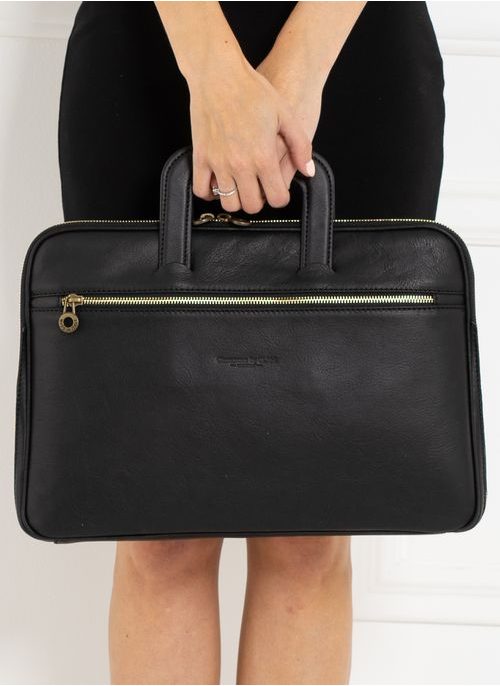 Real leather travel duffel bag Glamorous by GLAM Santa Croce - Black