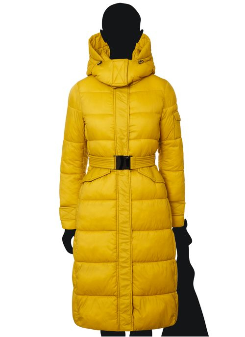 Dámská zimní bunda s kapsami hořčičná žlutá