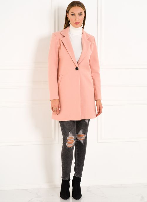 Dámský jednoduchý kabát světle růžový