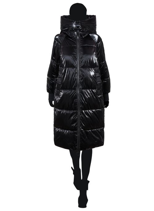 Dámská zimní bunda s pravým mývalovcem a vázáním černá