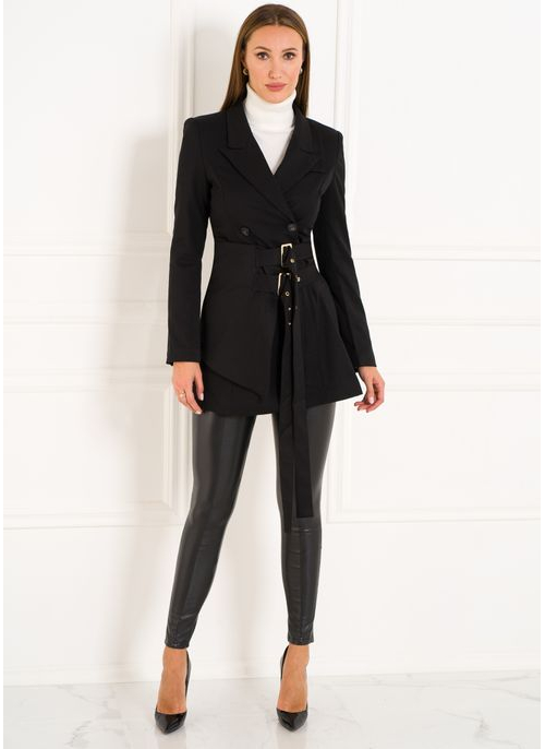 Calvin Klein černý flaušový kabát