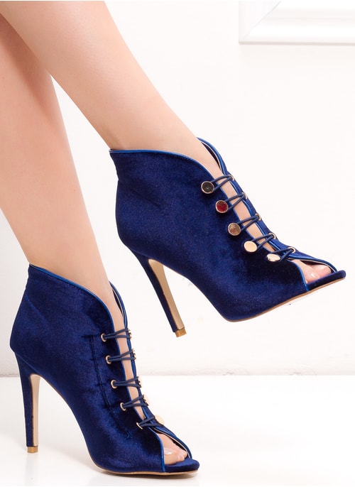 Dámské pletené pantofle na podpatku - světle modrá