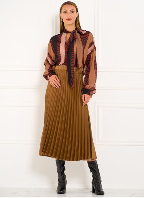 Dámska plisované saténová sukňa - rosa