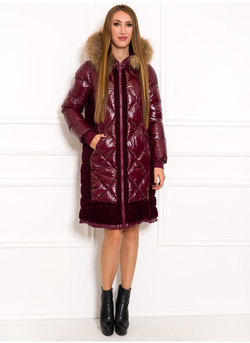 Calvin Klein dámský vínový flaušový kabát