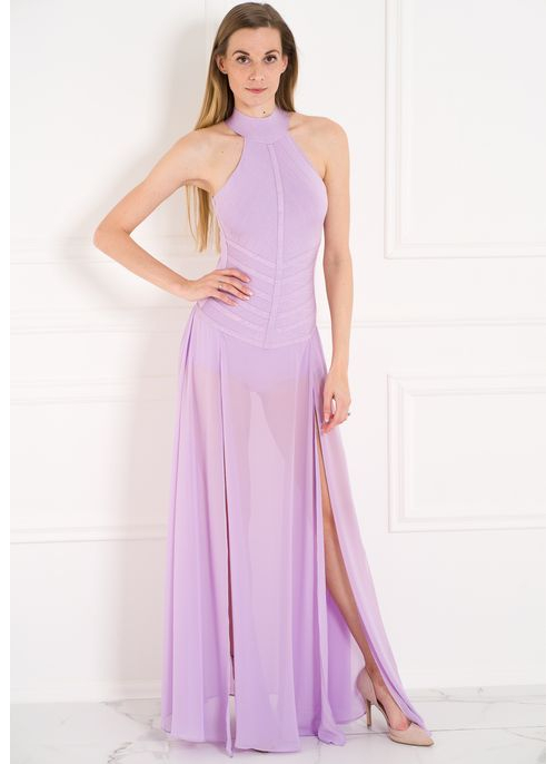 Damska bandażowa sukienka Guess by Marciano - purpurowy