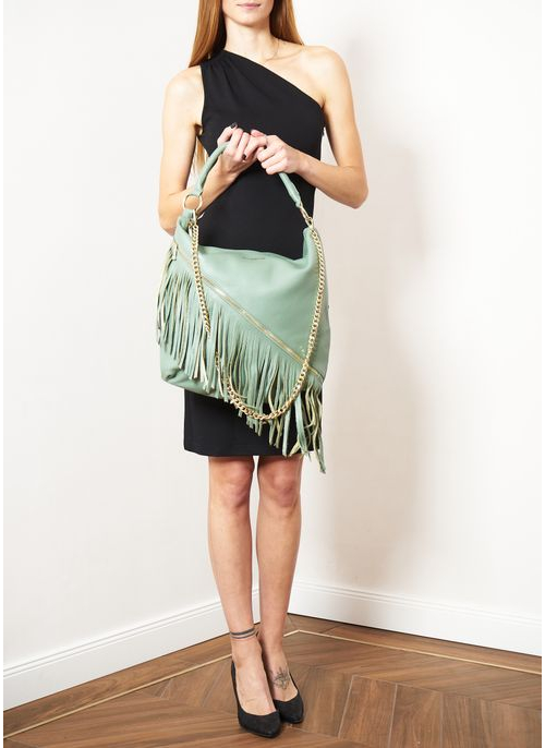 Damska skórzana torebka na ramię Glamorous by GLAM - zielony