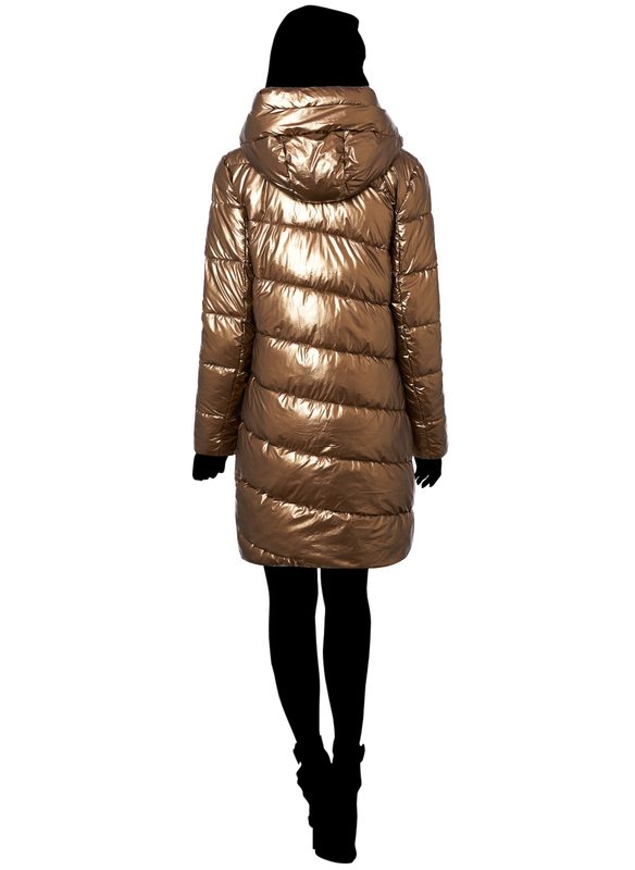 Dámská zimní bunda s asymetrickým zipem zlatá