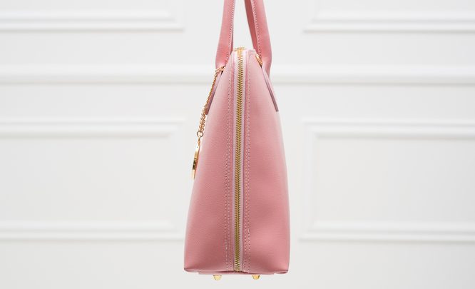 Dámska kožená kabelka zo safiánové kože - svetlo ružová