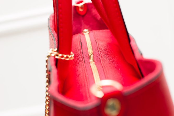 Kožená kabelka ze safiánové kůže jednoduchá - červená