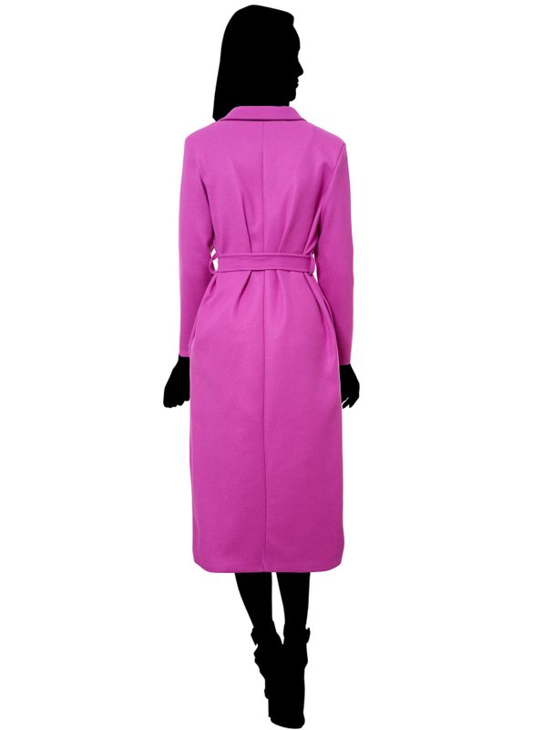Dámský oversize flaušový kabát s vázáním fialový