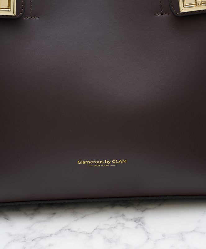 Dámská exkluzivní kabelka se zlatými detaily - tmavě hnědá