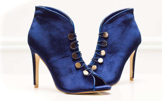 Dámské kotníkové boty se zlatými knoflíky - modrá