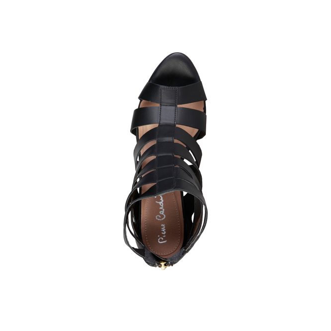 Dámske kožené páskové sandále čierne