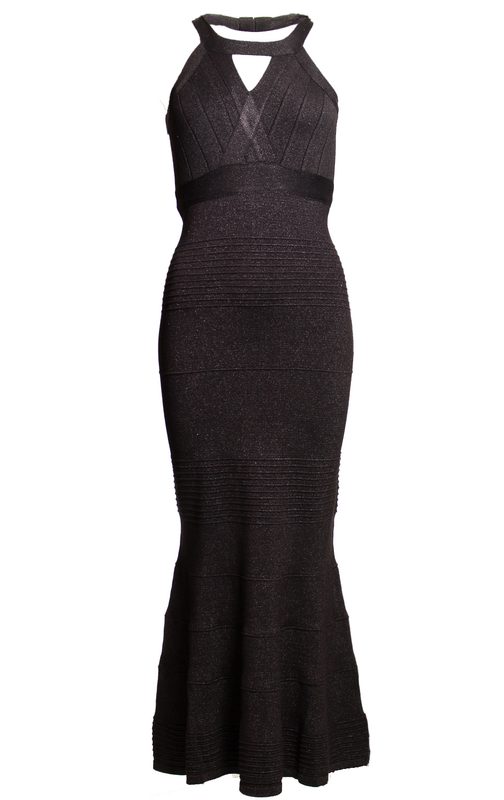 Damska długa sukienka Due Linee - czarny
