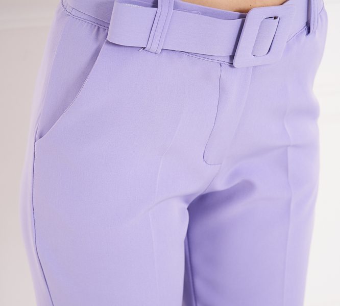 Dámské kalhoty s páskem - lila