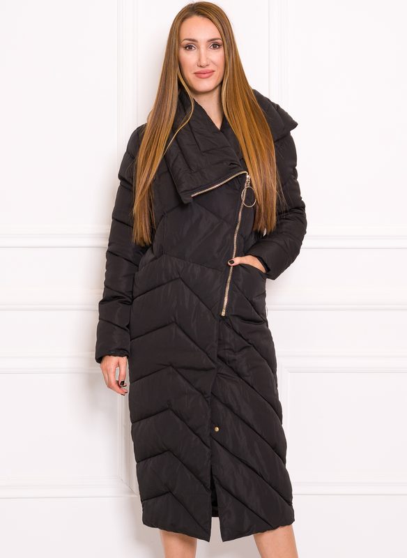 Dámska dlhá oversize zimná bunda - čierna