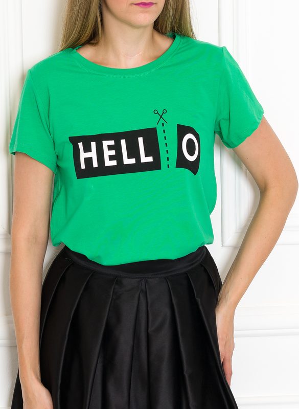 Dámské tričko s nápisem Hello zelené