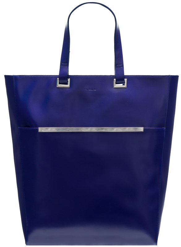 Kožená kabelka Guy Laroche stříbrné zdobení - modrá
