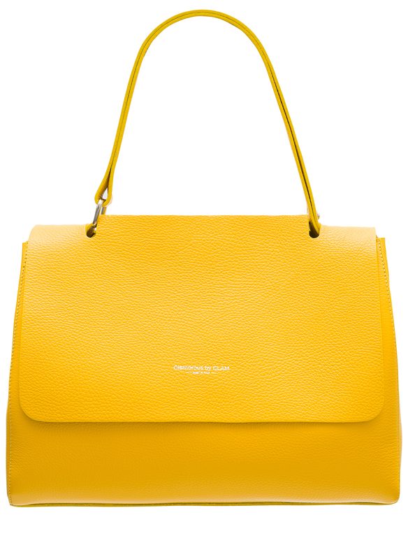 Dámská kožená kabelka přes rameno s klopou - žlutá