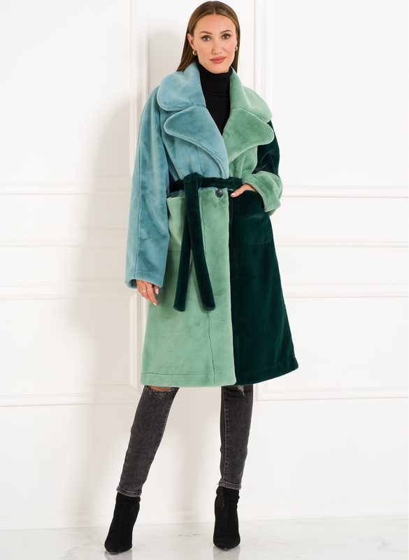Dámský oboustranný kabát tricolor zelená