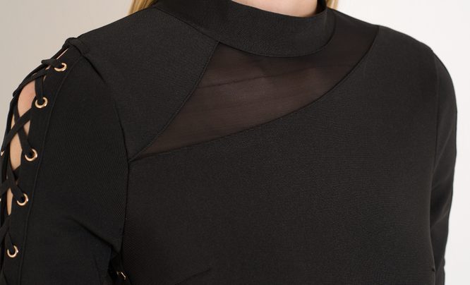 Vestido vendaje de mujer Due Linee - Negro