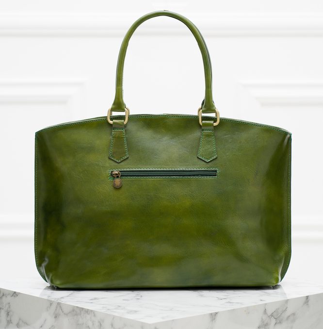 Kožená velká kabelka jednoduchá - zelená