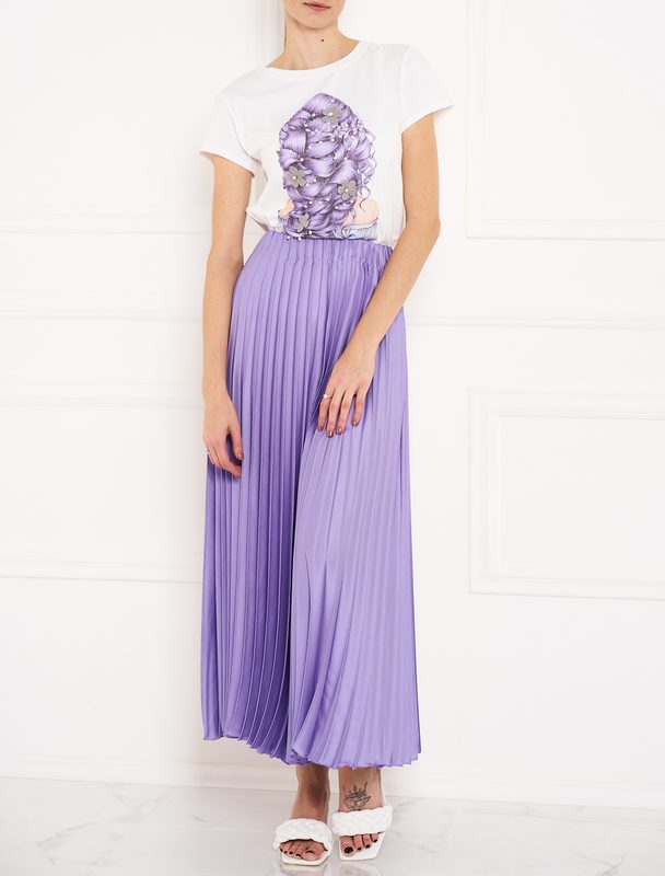 Dámská plizovaná saténová sukně - lila