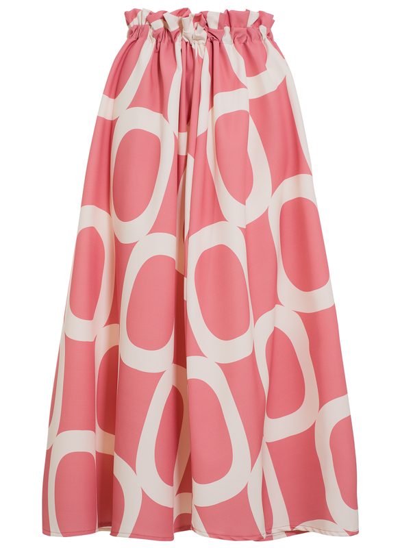 Dámská dlouhá sukně se vzorem růžovo - bílá
