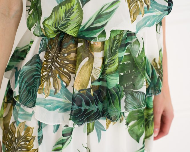 Dámské letní šaty s potiskem bílo-zelné