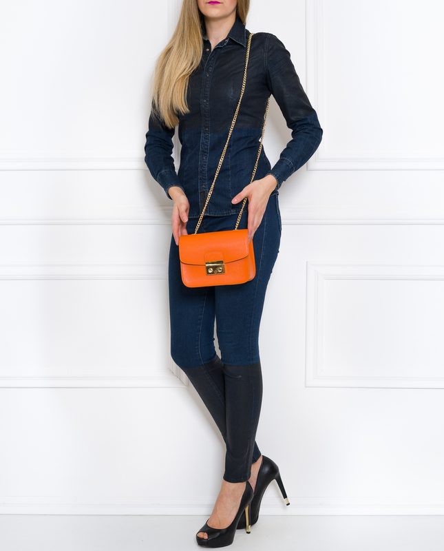 Real leather crossbody bag Glamorous by GLAM - Orange