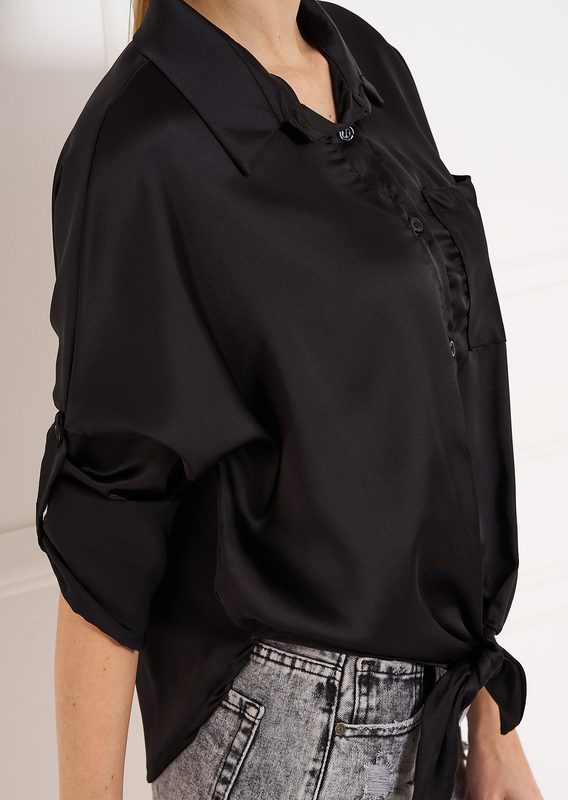 Dámský košilový top s vázáním - černá