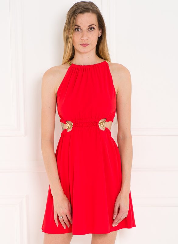 Guess by Marciano červené šaty se zlatými řetízky