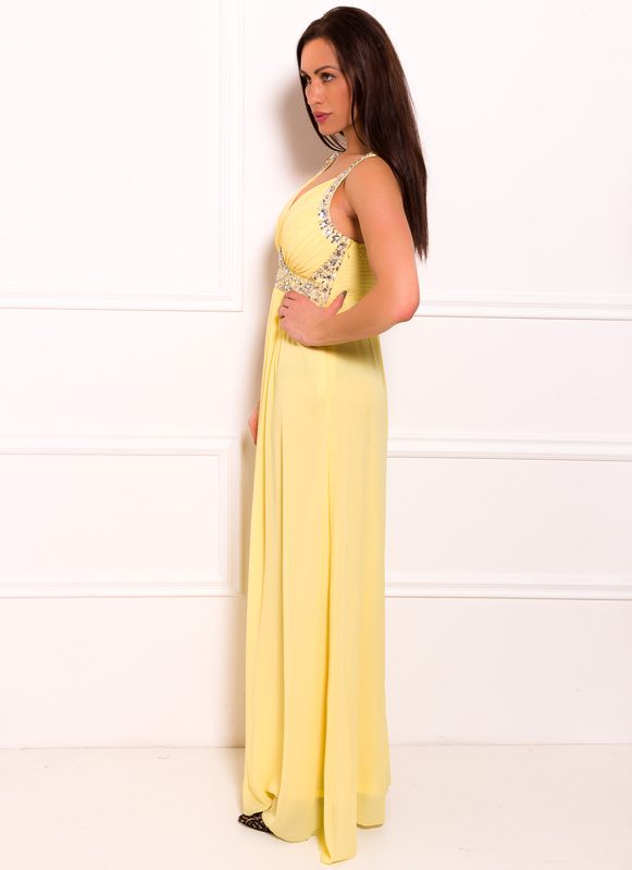 Damska długa sukienka Due Linee - żółty