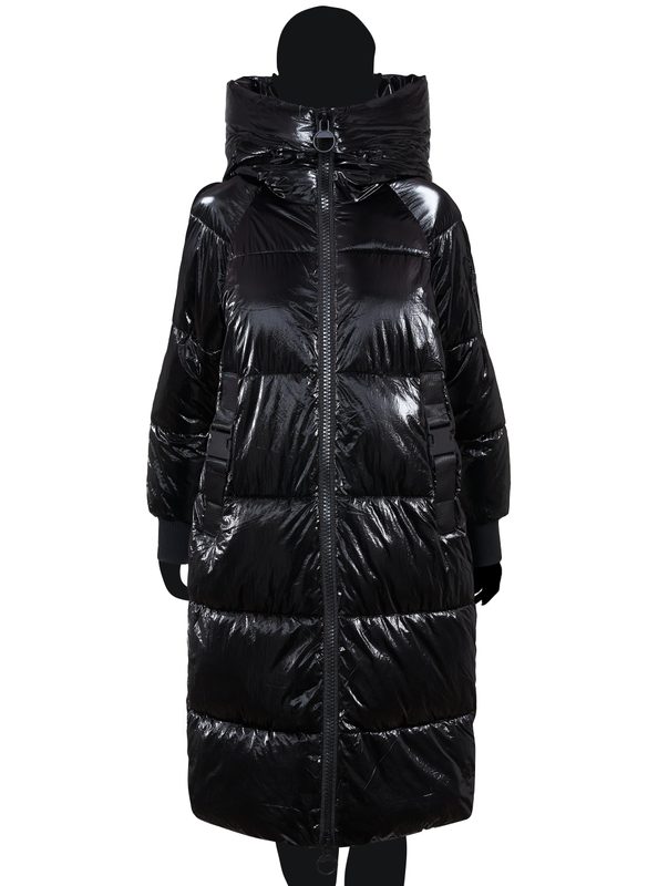 Dámská černá metalická zimní bunda s přeskam