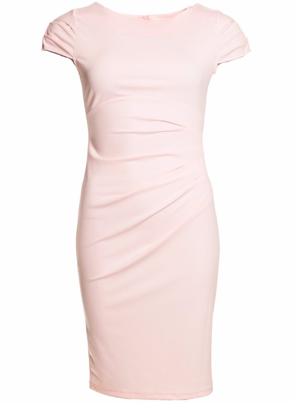 Glamadise.sk - Dámske elegantné šaty s riasením na boku - svetlo ružové -  Glamorous by Glam - Šaty - Dámske oblečenie - GLAM, protože chci být  odlišná!